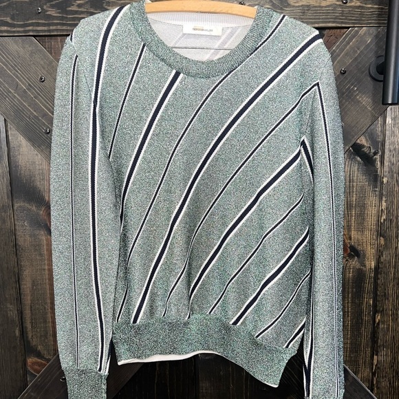 Cedric Charlier Striped Sweater 12 Lurex Glitter Sparkly Thick Top Crewneck - Picture 2 of 15